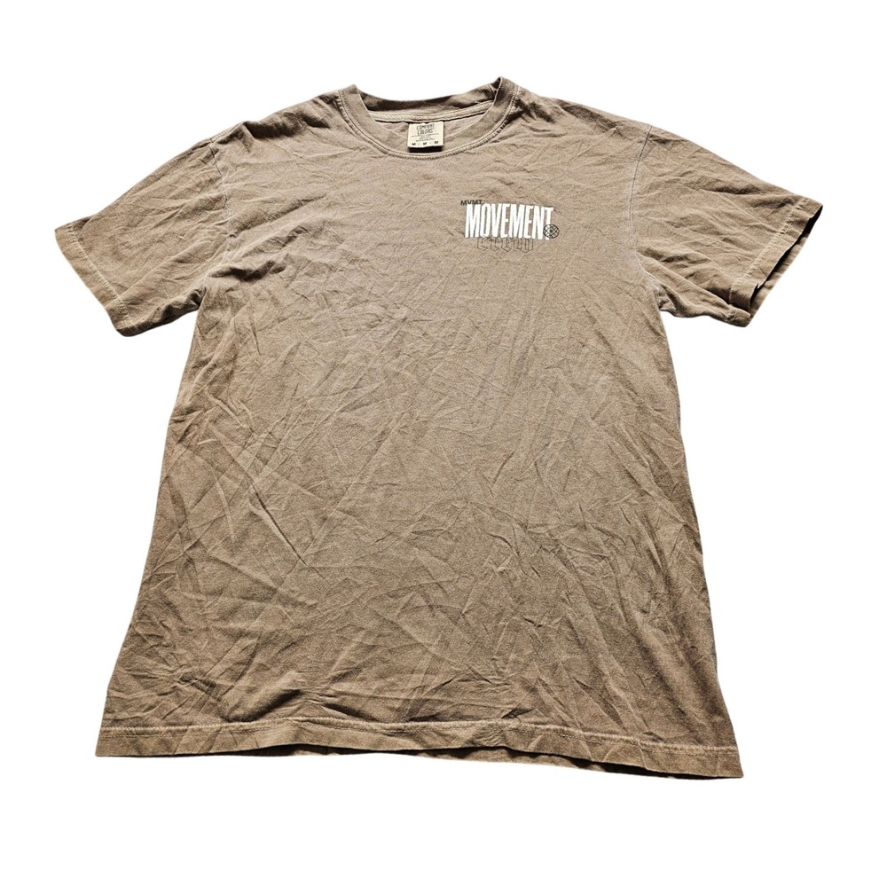 Comfort Colors MVMT Movement Crew Graphic T-Shirt Mens Medium Brown Streetwear